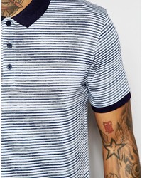 hellblaues horizontal gestreiftes Polohemd von Asos