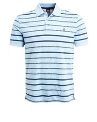 hellblaues horizontal gestreiftes Polohemd von Bugatti