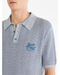 hellblaues horizontal gestreiftes Polohemd von Etro