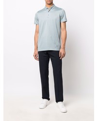 hellblaues horizontal gestreiftes Polohemd von Corneliani