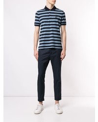 hellblaues horizontal gestreiftes Polohemd von Kent & Curwen