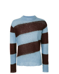 hellblaues horizontal gestreiftes Sweatshirt von Marni