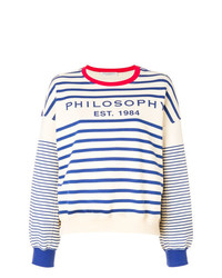 hellblaues horizontal gestreiftes Sweatshirt von Philosophy di Lorenzo Serafini