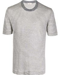 hellblaues horizontal gestreiftes T-Shirt mit einem Rundhalsausschnitt von Altea