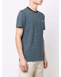 hellblaues horizontal gestreiftes T-Shirt mit einem Rundhalsausschnitt von Fred Perry