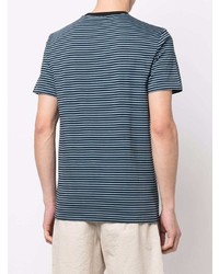 hellblaues horizontal gestreiftes T-Shirt mit einem Rundhalsausschnitt von Fred Perry