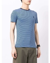 hellblaues horizontal gestreiftes T-Shirt mit einem Rundhalsausschnitt von Polo Ralph Lauren