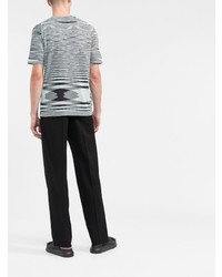 hellblaues horizontal gestreiftes T-Shirt mit einem Rundhalsausschnitt von Missoni