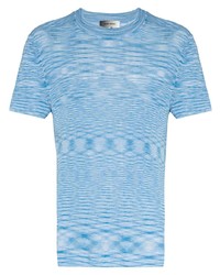 hellblaues horizontal gestreiftes T-Shirt mit einem Rundhalsausschnitt von Isabel Marant