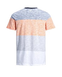 hellblaues horizontal gestreiftes T-Shirt mit einem Rundhalsausschnitt von Jack & Jones