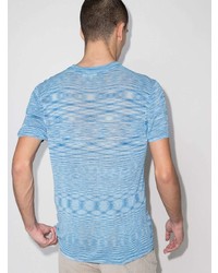 hellblaues horizontal gestreiftes T-Shirt mit einem Rundhalsausschnitt von Isabel Marant