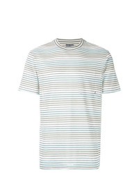 hellblaues horizontal gestreiftes T-Shirt mit einem Rundhalsausschnitt von Lanvin