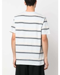 hellblaues horizontal gestreiftes T-Shirt mit einem Rundhalsausschnitt von Fred Perry