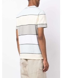 hellblaues horizontal gestreiftes T-Shirt mit einem Rundhalsausschnitt von Fred Perry