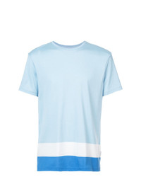 hellblaues horizontal gestreiftes T-Shirt mit einem Rundhalsausschnitt von Orlebar Brown