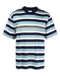 hellblaues horizontal gestreiftes T-Shirt mit einem Rundhalsausschnitt von Paul Smith