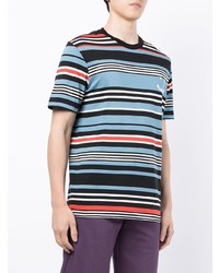 hellblaues horizontal gestreiftes T-Shirt mit einem Rundhalsausschnitt von PS Paul Smith