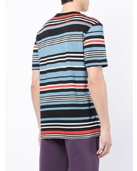 hellblaues horizontal gestreiftes T-Shirt mit einem Rundhalsausschnitt von PS Paul Smith