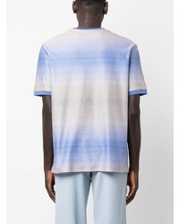 hellblaues horizontal gestreiftes T-Shirt mit einem Rundhalsausschnitt von Paul Smith