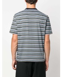 hellblaues horizontal gestreiftes T-Shirt mit einem Rundhalsausschnitt von PS Paul Smith