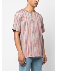 hellblaues horizontal gestreiftes T-Shirt mit einem Rundhalsausschnitt von Séfr