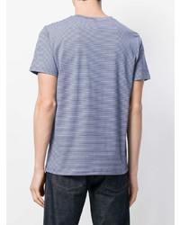 hellblaues horizontal gestreiftes T-Shirt mit einem Rundhalsausschnitt von A.P.C.