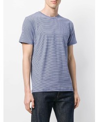 hellblaues horizontal gestreiftes T-Shirt mit einem Rundhalsausschnitt von A.P.C.