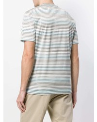 hellblaues horizontal gestreiftes T-Shirt mit einem Rundhalsausschnitt von Lanvin