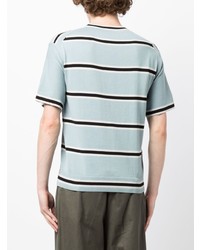 hellblaues horizontal gestreiftes T-Shirt mit einem Rundhalsausschnitt von Paul Smith