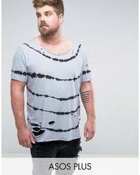 hellblaues horizontal gestreiftes T-shirt von Asos