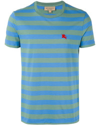 hellblaues horizontal gestreiftes T-shirt von Burberry