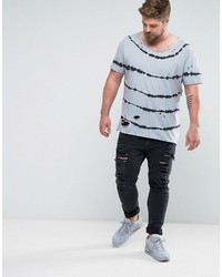 hellblaues horizontal gestreiftes T-shirt von Asos