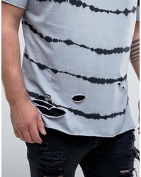 hellblaues horizontal gestreiftes T-shirt von Asos