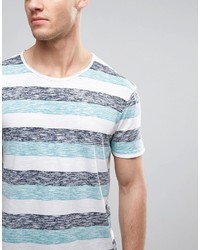 hellblaues horizontal gestreiftes T-shirt von Esprit