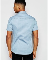 hellblaues Jeans Kurzarmhemd von Asos