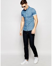 hellblaues Jeans Kurzarmhemd von Asos