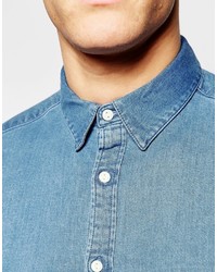 hellblaues Jeans Kurzarmhemd von Asos