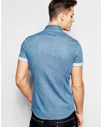 hellblaues Jeans Kurzarmhemd von Asos