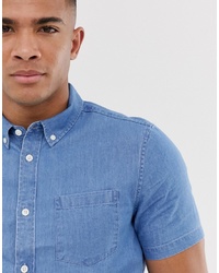 hellblaues Jeans Kurzarmhemd von Burton Menswear