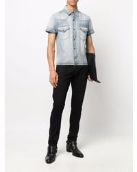 hellblaues Jeans Kurzarmhemd von Saint Laurent
