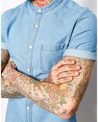 hellblaues Jeans Kurzarmhemd von Asos