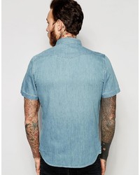 hellblaues Jeans Kurzarmhemd von Lee