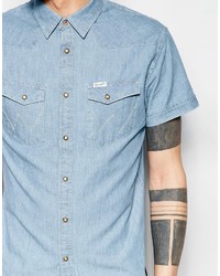 hellblaues Jeans Kurzarmhemd von Wrangler