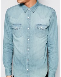 hellblaues Jeanshemd von Pull&Bear