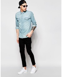 hellblaues Jeanshemd von Pull&Bear