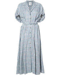 hellblaues Kleid mit Schottenmuster von Rosie Assoulin