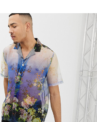 hellblaues Kurzarmhemd mit Blumenmuster von ASOS DESIGN