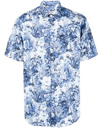 hellblaues Kurzarmhemd mit Blumenmuster von Canali