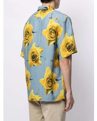 hellblaues Kurzarmhemd mit Blumenmuster von Paul Smith