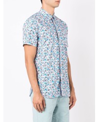 hellblaues Kurzarmhemd mit Blumenmuster von BOSS